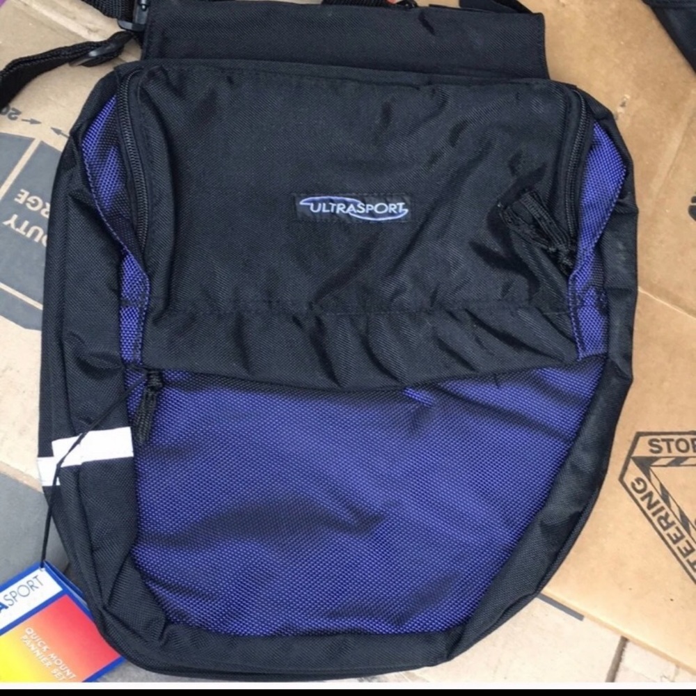 Double Pannier style Blue & black bicycle bag-